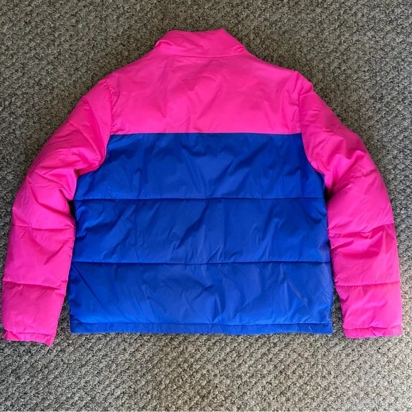 Colorblock Pink and Blue Puffer Jacket - Picture 2 of 4